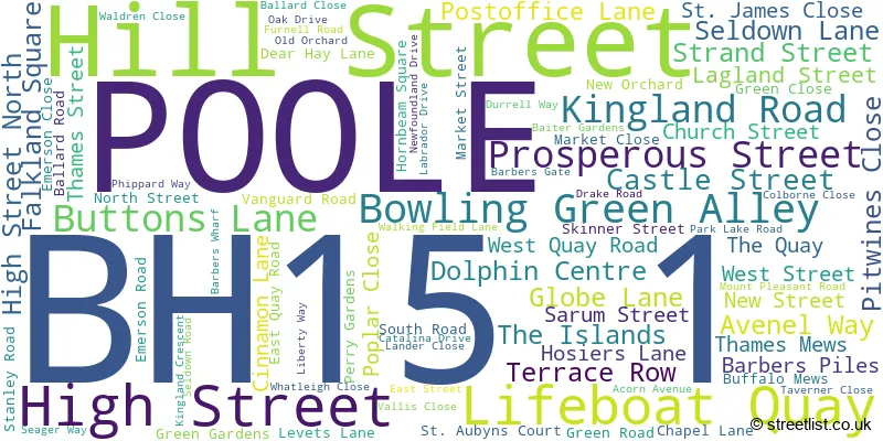 A word cloud for the BH15 1 postcode